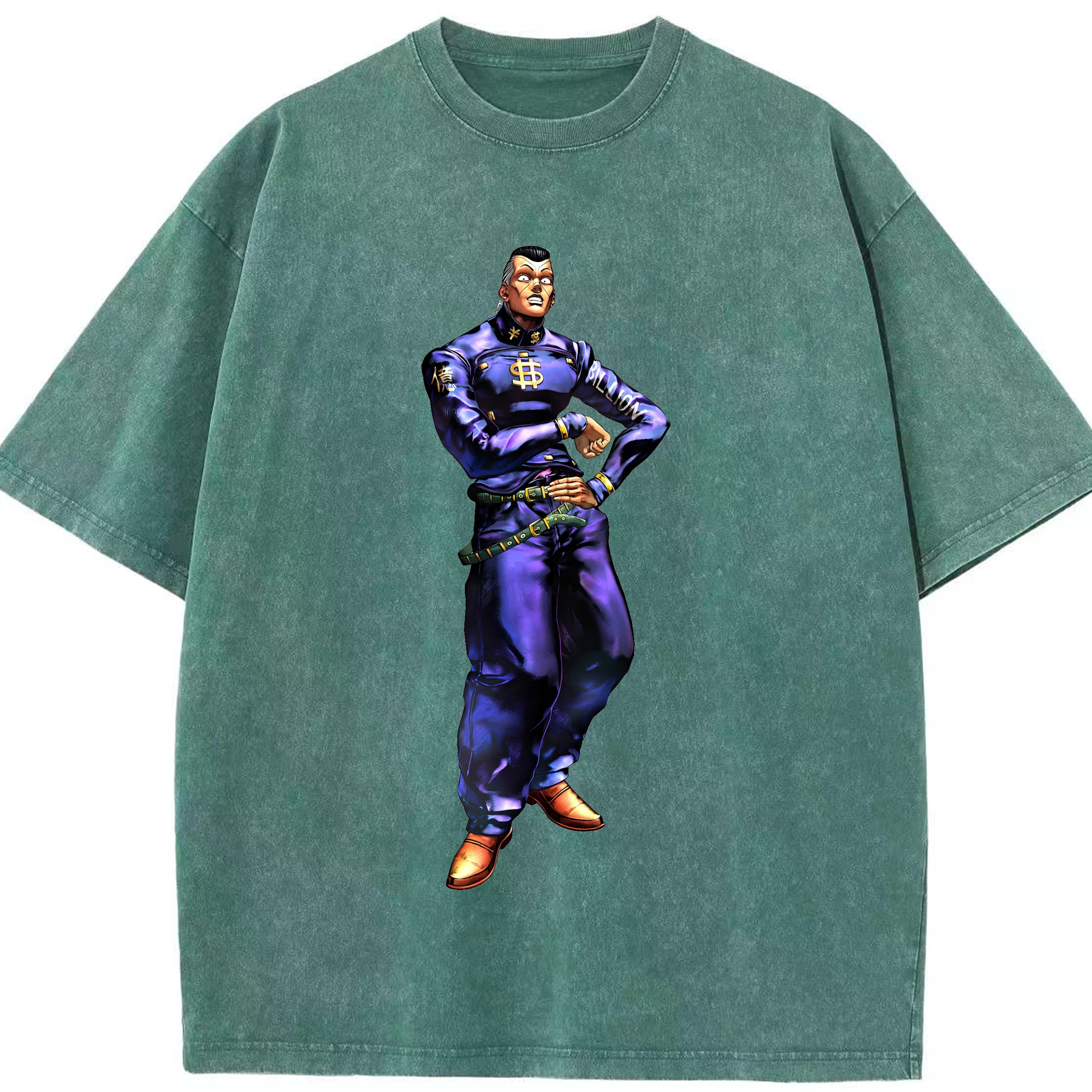 （画像用） ジョジョの奇妙な冒険 虹村億泰 にじむら おくやす JoJo's Bizarre Adventure Nijimura Okuyasu 綿100% ヴィンテージ風 半袖Tシャツ（フロントプリント）